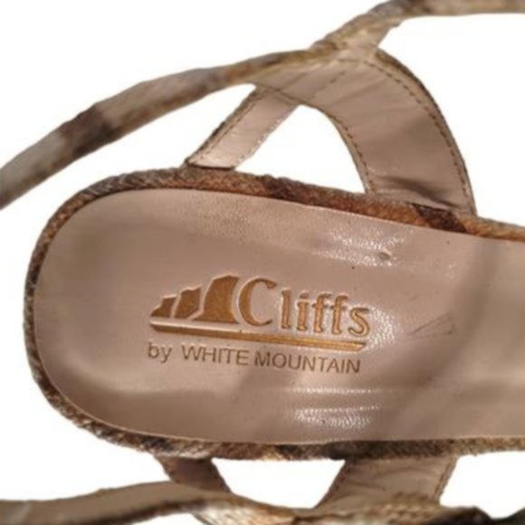 Cliffs By White Mountain Women's Tan & Cream Comfort Wedge Heel Sandals Size 10M - Picture 2 of 7
